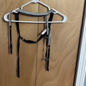 NWT Victoria’s Secret Bedazzled black satin garter belt New. Size m:oh